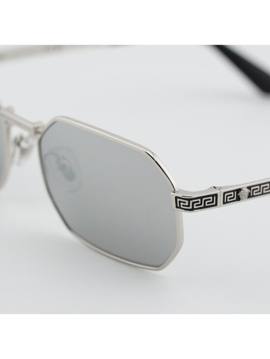 Versace VE2297 1000/6G Sunglasses Silver Rectangle Frame, Light Grey Lenses main image 5